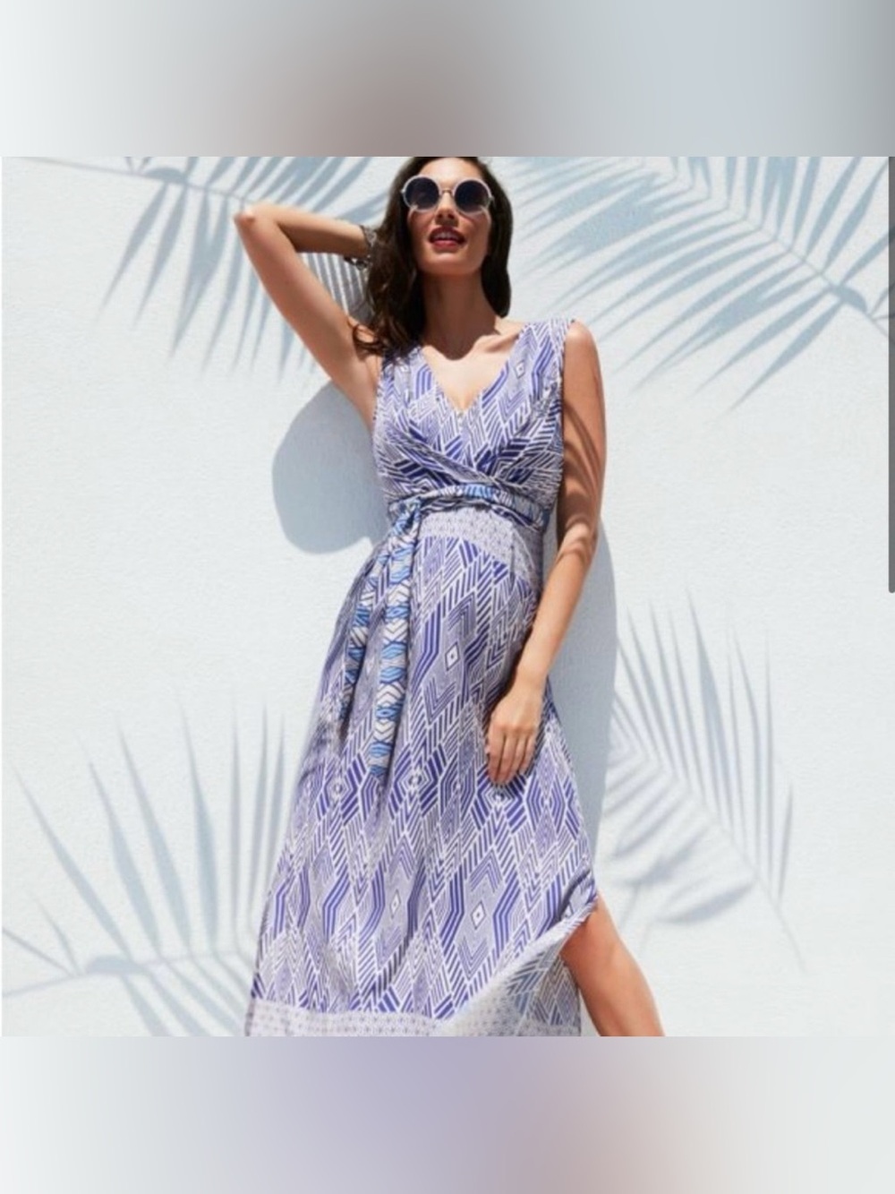 Seraphine Blue Diamond Maternity Nursing Maxi Dress Size 8
